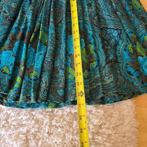 Carole Little Womens Floral Patterned Maxi Skirt  Blue and Green Size 10 Fairy - Picture 4 of 7